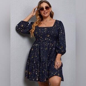 Shein 3X Navy Gold Dress